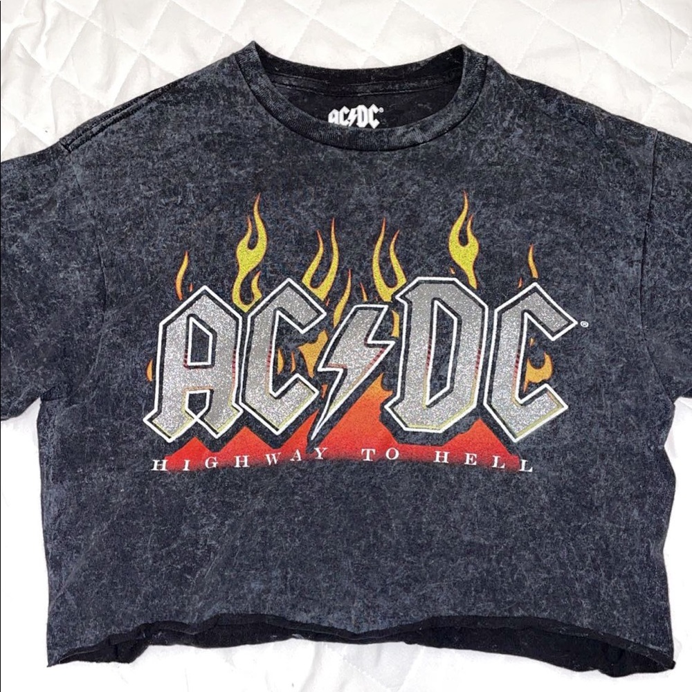 Ac/dc Distressed crop top